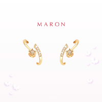 MARON✨ [ของแท้] Feo Stars Orbit Earrings ชุบสี Beige Gold ต่างหูแป้น พลอยเพทายสีขาว เงินแท้925