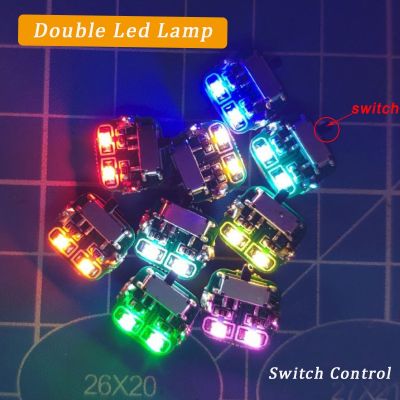 1pc DIY Model Making Double LED Lamp Switch Control Toys 1.1x1.1cm No Need Magnet Multi-color Choices Without Battery