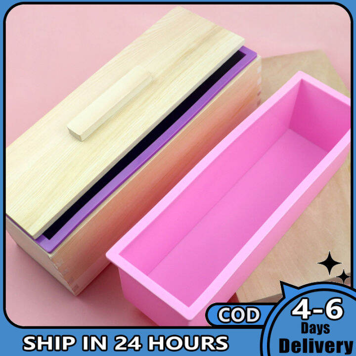 1200ml Silicone Soap Mold With Wood Box Cover Microwaves Safe High Heat