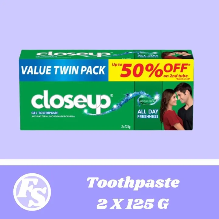 Closeup AntiBacterial Menthol Fresh Gel Toothpaste 125g Set of 2