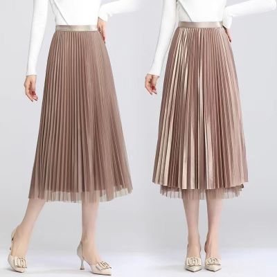 【CC】✖✲  Thin white gauze with pleated drape skirts summer new female sides veil full-skirted dress a-line