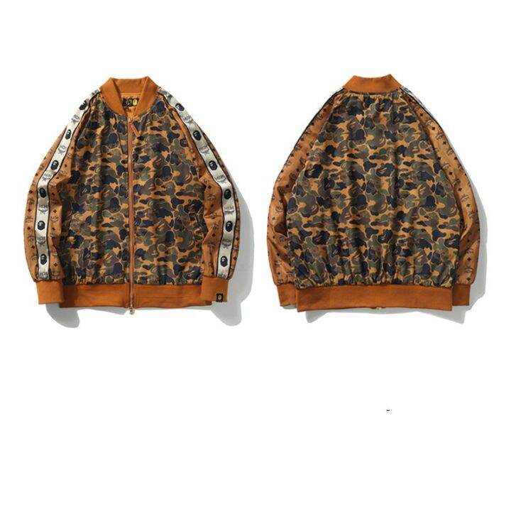 bape-mcm-เสื้อแจ็กเก็ต-ลายพราง-ปักโลโก้ด้านข้าง