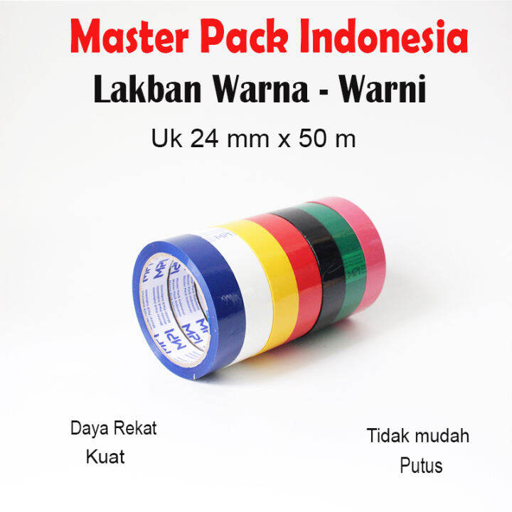 Lakban Isolasi Warna - Warni 24 mm x 50 Meter - Lakban Warna Master