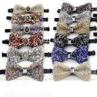 ที่มีสีสันกรวดหินหม้อ Bowtie ผู้ชายผู้หญิงเต็มเพชรอัญมณีผีเสื้อพรรคอาหารค่ำแต่งงานเจ้าบ่าวโบว์เวทีไนท์คลับอุปกรณ์เสริม