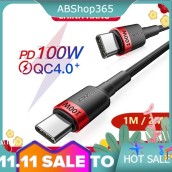 Cáp bện nylon siêu tốc độ BASEUS USB-C ra USB-C PD 3.0 QC 4.0 100W (20V 5A) Hàng chính hãng
