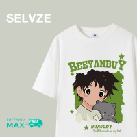 SELVZE ฉบับภาษาเกาหลีการ์ตูนเด็กผู้ชายลายลูกแมวลำลอง Oversais เสื้อยืดสำหรับผู้หญิง