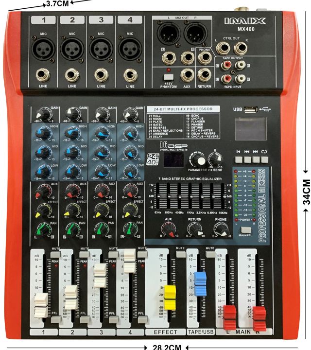 IMIX AUDIO MIXER 4CHANNEL MX400 WITH BLUETOOTH, USB FOR COMPUTER USE ...