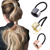 Simple Metal Alloy Opening Elastic Hair Rope Buckle Retro Punk Style Women Ponytail Holder Round Hair Ring Girls Headdress Hair Accessories