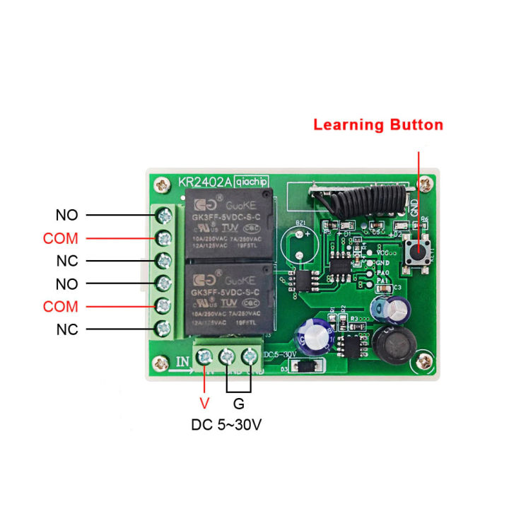 รีโมท-2-ปุ่ม-รีโมท-rf-433mhz-ควบคุมรีเลย์-2-ช่อง-dc-5-30v-12v-24v-รีโมทควบคุม-รีโมทเปิดปิดไฟ-รีโมทประตู-รีโมทพัดลม-กลับทางหมุนมอเตอร์-2-button-remote-relay-2-ch