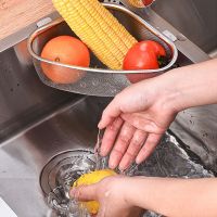 ijg181 Kitchen drain basket household sink stainless steel filter vegetable basin dishwasher drain pool sewer leakage net artifact