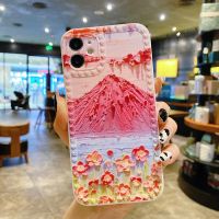 ●❧▦ Aestheticism Art Mount Fuji Oil Painting Case For iPhone 11 12 Pro Xs Max SE 6 6S 7 8 Plus X XR 12 Mini TPU Soft Silicon Cover