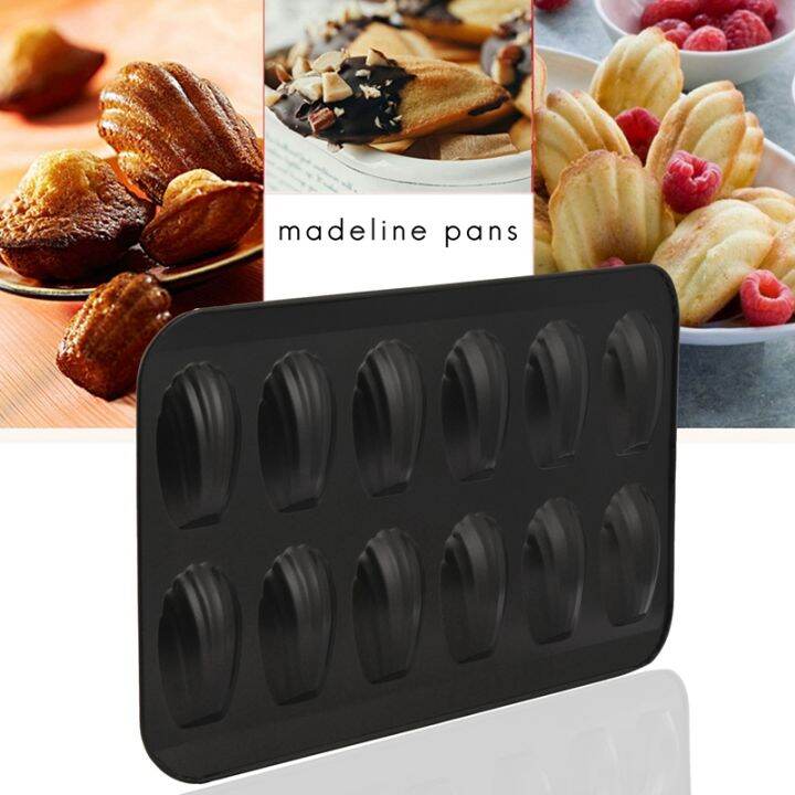 2-packs-non-stick-madeleine-pot-baking-mold-12-with-shell-cake-baking-tray-chocolate-non-stick-baking-tray-used-for-oven-baking-black