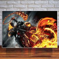 ✱■✌ Ghost Rider ปกภาพยนตร์โปสเตอร์และพิมพ์บทคัดย่อ Superhero การ์ตูนภาพวาดผ้าใบ Anime Wall Art ภาพจิตรกรรมฝาผนังห้องนั่งเล่นตกแต่งบ้าน