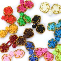 5 Pairs Handmade Chinese Frog Closures Buttons Knot Cheongsam Tang suit Fasteners Rose flower Decorative Buttons For Crafts Haberdashery