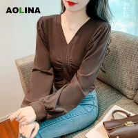 AOLINA ฤดูใบไม้ร่วง2022ใหม่ผู้หญิงแฟชั่นสีทึบถักเสื้อกันหนาว Cardigans