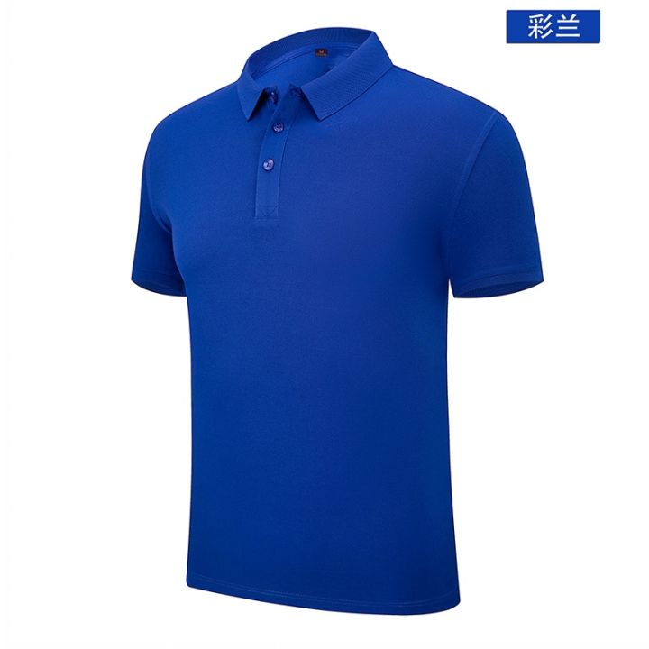 ready-stock-solid-color-lapel-polo-shirt-short-sleeved-corporate-work-clothes-advertising-culture-shirt-custom-printing-logo-embroidery