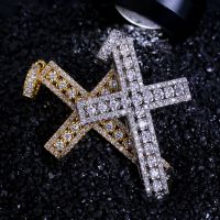 《 DTOU Fashion 》 TOPGRILLZ Hip Hop Rock ชายหญิงเครื่องประดับสร้อยคอทอง/เงินสี Iced Out Micro Pave Cubic Zircon Cross จี้สร้อยคอ