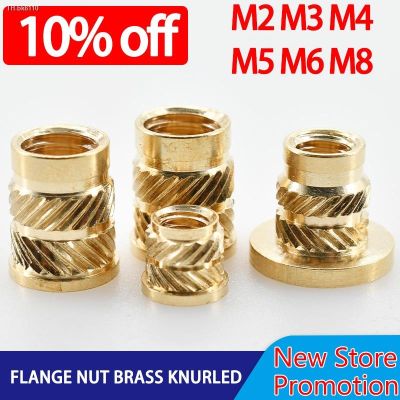 ♞ M2 M3 M4 M5 M6 M8 Flange Nut Brass Knurled Hot Melting Insert Thread Heating Molding Injection Embedment T-type Nuts Electrical