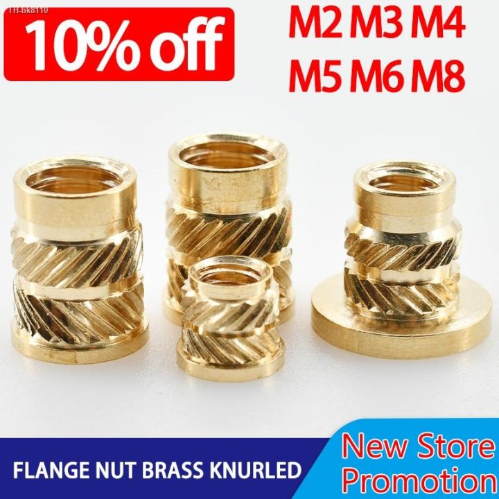m2-m3-m4-m5-m6-m8-flange-nut-brass-knurled-hot-melting-insert-thread-heating-molding-injection-embedment-t-type-nuts-electrical