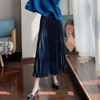 2023 Hot Miyake pleated skirt for women  spring high-end design drapey A-line skirt high-waist slim pleated skirt