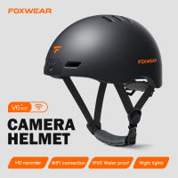 FOXWEAR หมวกอัจฉริยะกล้องหน้า V6 Wifi 1080P HD พร้อม IPX5ไฟหน้ากลางแจ้งกันน้ำ Skuter Listrik กีฬาขี่หมวกกันน็อคจักรยานไฟฟ้า