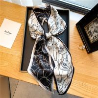 ☏✉ 2022 Brand Design Satin Silk Skinny Scarf for Women Luxury Hair Bands Neck Tie Handle Wrap Office Lady Headband Accessories