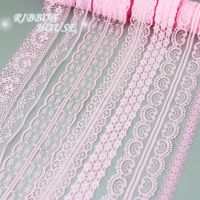 [HOT!] (10 yards/roll) pink lace fabric Webbing Decoration Lovely gift packing Material