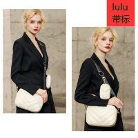 Lulu Bag, Womens Small Square Bag, Autumn and Winter New Fashion V-shaped Embroidered Single Shoulder Bag, Womens Trend Wide Shoulder Strap, Crossbody Bag