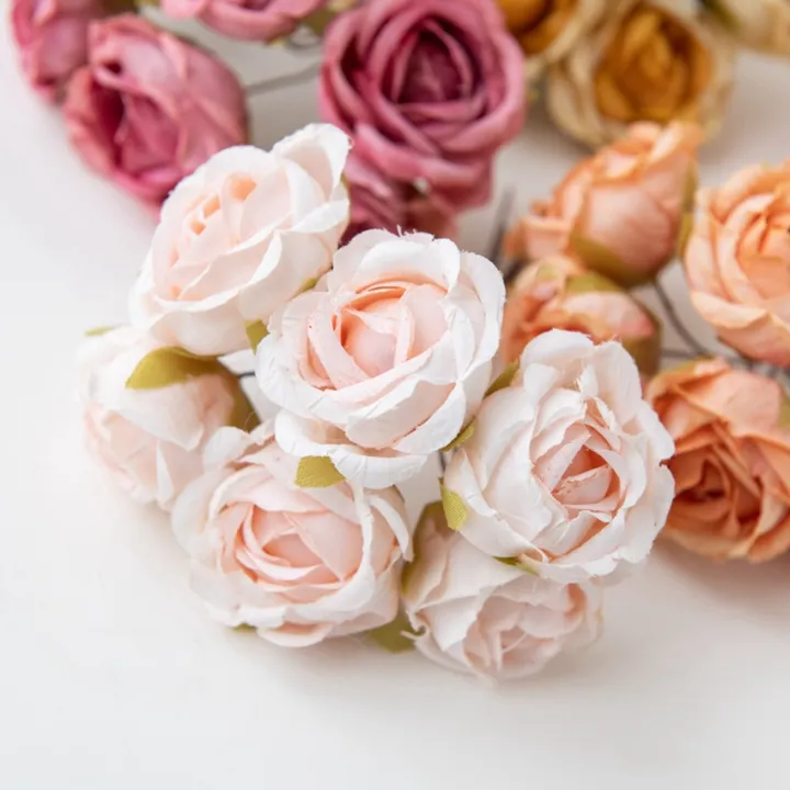 12pcs-artificial-flowers-silk-tea-rose-wedding-wreath-scrapbooking-for-home-christmas-decoration-diy-bride-accessories-clearance