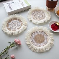 Cotton Braid Coaster Round Cup Coaster Handmade Macrame Cup Cushion Slip Insulation Pad Cup Mat Bohemia Drink Holder Mug Stand