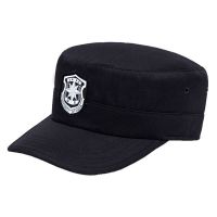 COD tjjs079 Black security hat spring summer and autumn cloth hat黑色保安帽子春夏秋款布帽优质刺绣缝徽帽保安工作服执勤帽子便帽6.18