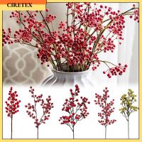 CIRETEX 5ชิ้นของตกแต่งบ้านอุปกรณ์งานเลี้ยงงานแต่งงานสาขาผลไม้เล็กๆสีแดงเบอร์รี่คริสต์มาสพวงหรีดแบบทำมือพืชเทียม