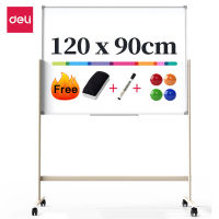 Deli กระดานไวท์บอร์ด กระดานไวท์บอร์ดขาตั้ง กระดานแม่เหล็ก ด้านเดียว Whiteboard  90x120cm อุปกรณ์สำนักงาน แถมฟรีปากกา OfficeME