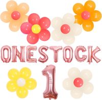 JOYMEMO One Groovy เด็กตกแต่งวันเกิด Onestock Decors เดซี่ดอกไม้ตกแต่งงานปาร์ตี้สำหรับสาวสีเหลืองสีส้มสีชมพูย้อนยุคฮิปปี้ Boho ลูกโป่งพวงมาลัยโค้งสำหรับสาวๆ1st วันเกิดเด็กอาบน้ำเจ้าสาวอาบน้ำ