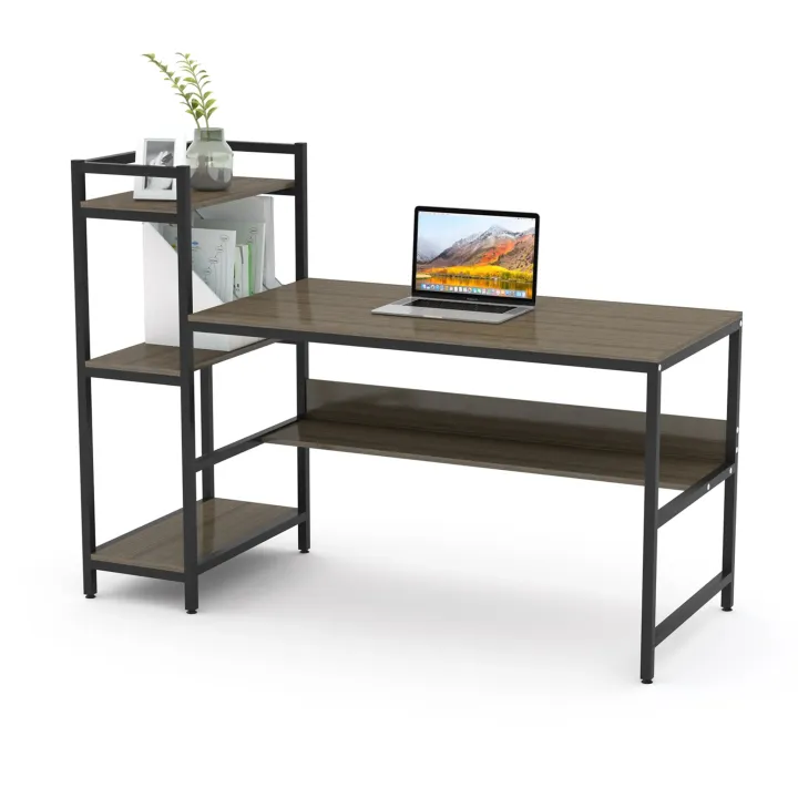 【Warehouse Desk with 3 Storage Shelves 41.73" Study Desk with Bookshelves