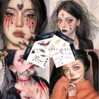 Halloween Makeup Stickers Vampire Tattoo Face Stickers Makeup Waterproof Simulated Bleeding Fake Scars Wound Makeup 【OCT】