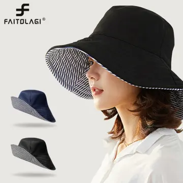 Large Brim Double-sided Bucket Hats Women Spring and Summer