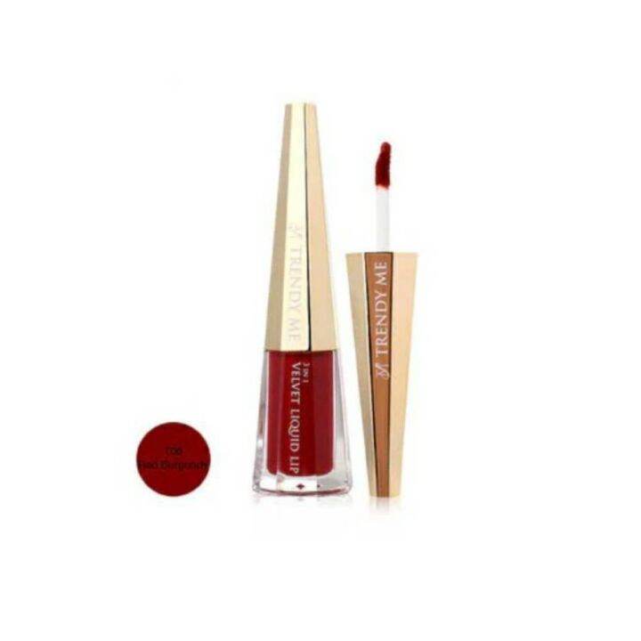 trendy-me-3in1-velvet-liquid-lip-เทร็นดี้-มี-ทรีอินวันเวลเวท-แมท-ลิปสติก-เครื่องสำอาง-ลิปสติก-ลิป-ลิปแมท-cosmetic-lipstick-matte-lipstick-7