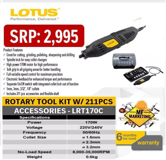 LOTUS ROTARY TOOL KIT W/ 211PCS ACCESSORIES LRT170C Lazada PH