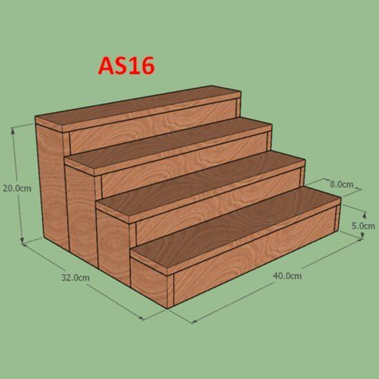 as16-4-ชั้นไม้สนนอก-4-ชั้นแบบปิดหมดไม่มีช่องว่างวางของได้-ขั้นบันไดขนาดใหญ่-โชว์สินค้าวางของขายได้-กว้างxยาวxสูง-32x40x20-cm-ส่งจากกรุงเทพ