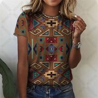 Summer Casual Womens Fashion Bohemian T-shirts Girls O-neck Streetwear Tops Female Short Sleeve Tees Loose Oversized Tops