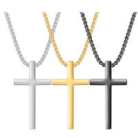 VQYSKO Simple Cross Stainless Steel Men S Necklace Pendant Titanium Steel Necklace Accessories