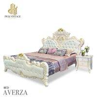 AVERZA BED เตียงนอนหลุยส์ PEARLESCENT WHITE SERIES ขนาด6ฟุต รุ่น เอเวอซา