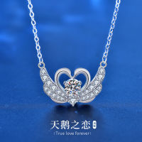 925 Sterling Silver Necklace Wholesale Female Special-Interest Design Moissanite Swan Clavicle Pendant New Trendy Jewelry