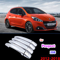 Chrome จับสำหรับ Peugeot 208 MK1 2012 ~ 2018รถอุปกรณ์เสริมสติกเกอร์จัดแต่งทรงผม2013 2014 2015 2016 2017 GTI Active