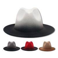 Gradient Color Designed Fedoras Spray Paint Patchwork Jazz Hats For Men Casual Classic British Women Felt Hat Winter Autumn Male