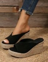 Womens Espadrille Wedge Sandals Casual Peep Toe Slip On Platform Shoes Outdoor Slide