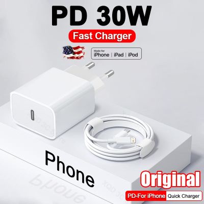 For Apple Original 30W USB-C Fast Charger For iPhone 14 Puls 13 12 11 Pro Max XS XR X 8 Type C Quick Charging Cable Accessories