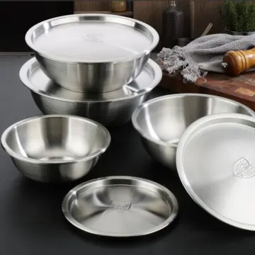 304 Stainless Steel Bowl with Lids Thickened Kitchen Salad Mixing Bowl with  Cover Food Vegetable Soul