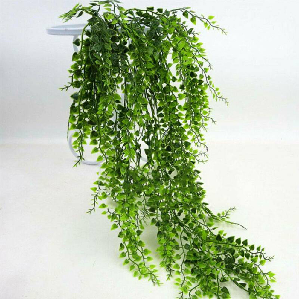 Artificial Hanging Plants Ivy Leaves Fake-Vine Leaf Garland Fern Succulent Green